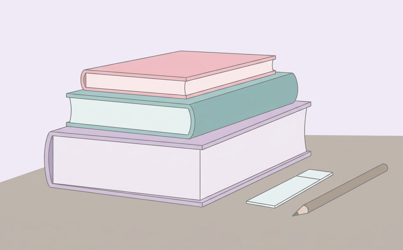 Three pathology textbooks of different sizes, stacked on a desk